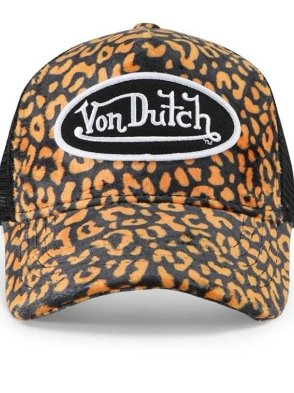 Von Dutch Leopard Trucker Cap in Orange and Black.  New With Tags.